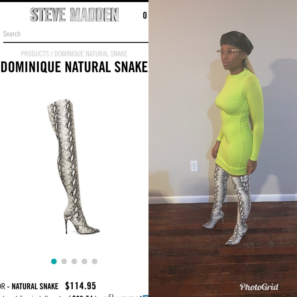 Steve Madden Snake Skin Dominique thigh boots